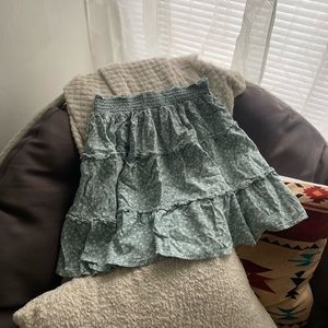 Hollister Green Floral Skirt XS